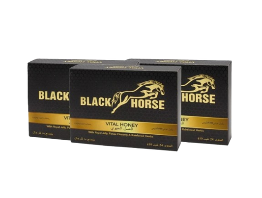 باقة عسل بلاك هورس الماليزي بالأعشاب – 3 علب 24 ظرف Black Horse