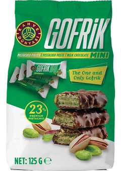 ميني جوفريك Gofrik بالشوكولاتة بالحليب والفستق – 10 قطع × 12.5 جم - كاهفه دنياسي Kahve Dünyası